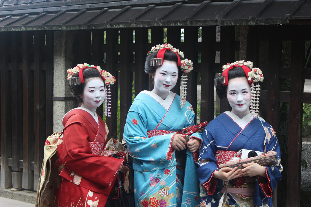 Three Geishas in Japan